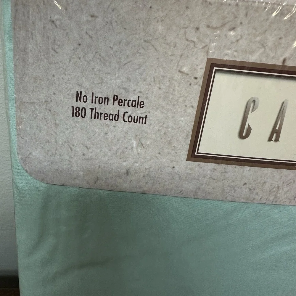 Vtg Dan River Caress Twin Fitted Sheet No iron Percale Green Made in USA NOS NEW